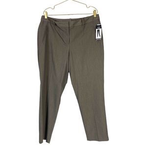 Larry Levine Brown‎ Dress Pants Sz 16 Slim Ankle Professional Essential 195